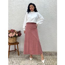 Küçüğüm Butik Pudra Fitilli Fadife A Kesim Etek