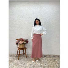 Küçüğüm Butik Pudra Fitilli Fadife A Kesim Etek
