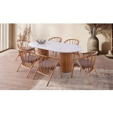 Levent Mobilya ve Aksesuar Ece Masa, Elegance Sandalye, Beyaz, 200 x 100