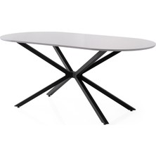 Levent Mobilya ve Aksesuar Lirona Masa, Rolls Metal Sandalye, Sis Gri, 180 x 90