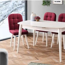 Levent Mobilya ve Aksesuar Essen Masa ve Etro Sandalye Takımı, Beyaz, 130 x 80