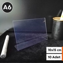 Şeffaf Etiket 10 Adet Pvc A6 Etiketlik Menülük Broşürlük 10X15 cm Halı Mobilya Ürün Etiketliği A6 Masaüstü Föylük