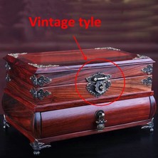 2Guoyang J 1 Adet Retro TaSarım Dolap Mücevher Kutusu Antika Toka Ahşap Kutu Mandalı Dekoratif Vintage Çile Mandalı Toka Kilit Çok Şekilli (Yurt Dışından)