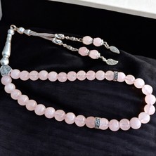 Pembe Kuvars Taşı Tesbih Erkek Tesbih Doğal Taş Tesbih 33 Lük Erkek Tesbih
