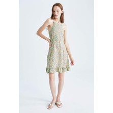 DeFacto Coool A Kesim Askılı Floral Mini Elbise Y7268AZ22SM