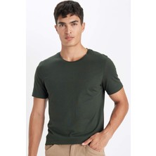 DeFacto Slim Fit Dar Kesim Bisiklet Yaka Modal Karışımlı Pamuklu Basic Düz Kısa Kollu Tişört M6606AZ23SP