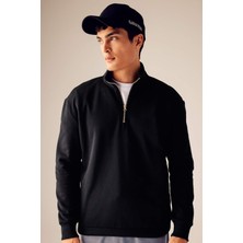 DeFacto Comfort Regular Fit Rahat Kalıp Fermuarlı Dik Yaka Basic Düz Sweatshirt X7405AZ23AU