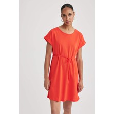 DeFacto A Kesim Bisiklet Yaka Penye Kısa Kollu Elbise B0655AXNS