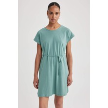 DeFacto A Kesim Bisiklet Yaka Penye Kısa Kollu Elbise B0655AXNS