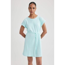 DeFacto A Kesim Bisiklet Yaka Penye Kısa Kollu Elbise B0655AXNS