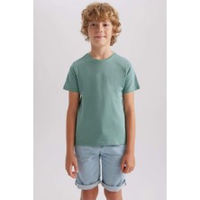 DeFacto Bisiklet Yaka Basic Düz Kısa Kollu Tişört Erkek Çocuk B0667A8NS