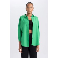 DeFacto Oversize Geniş Kalıp Gömlek Yaka Poplin Uzun Kollu Tunik B0659AXNS