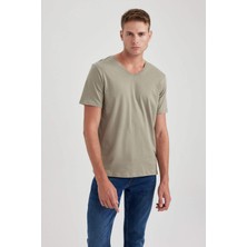 DeFacto %100 Pamuk Slim Fit Dar Kesim V Yaka Kısa Kollu Tişört B0646AXNS