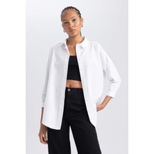 DeFacto Oversize Fit Gömlek Yaka Poplin Uzun Kollu Tunik B0659AX23SM