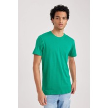 DeFacto %100 Pamuk Slim Fit Dar Kesim Bisiklet Yaka Basic Düz Kısa Kollu Tişört B0653AXNS