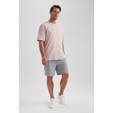 DeFacto Erkek Gri Regular Fit Düz Kesim Basic Düz Şort B0650AXNS