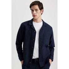 DeFacto Regular Fit Apaş Yaka Pamuklu Gömlek Ceket B4608AX24SP