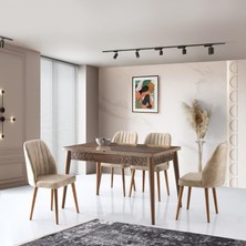 Levent Mobilya ve Aksesuar Armin Masa + Ekol Sandalye Takımı,haliç Ceviz ,130 x 80