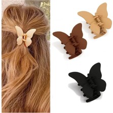 Aurrari Kadın 3'lü Kahverengi Siyah Kelebek Toka Seti