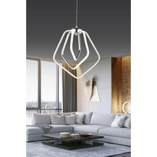 NZL Lighting Modern Üçlü Dorbıen Üç Renkli Krom Sarkıt Ledli Salon Avize ve Oturma Odası Ledli Avize