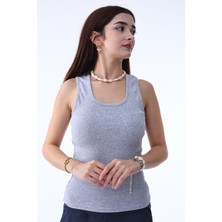 2'li Set Kadın Fitilli Görünümlü Askılı Kaşkorse Atlet