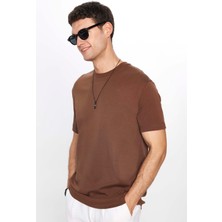 Tudors Unisex Relax Fit Rahat Kesim %100 Pamuk Yumuşak Dokulu Hafif Kalın Basic Bisiklet Yaka Taş Tişört