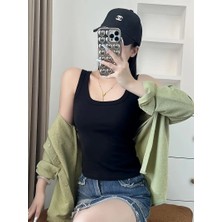 2'li Set Kadın Fitilli Görünümlü Askılı Kaşkorse Atlet