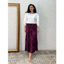 Küçüğüm Butik Bordo Uzun Payet Etek