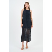 Alexander Gardi Yırtmaçlı Ajurlu Uzun Triko Elbise Elbise A24-10180