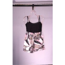 Yaprak Desen Pembe Siyah Renk 3'lü Şort Pijama Takımı - Hediye Çeyiz Nişan Bohçası