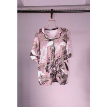 Yaprak Desen Pembe Siyah Renk 3'lü Şort Pijama Takımı - Hediye Çeyiz Nişan Bohçası