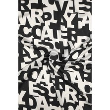 Sardo Kumaş Yazı Desenli Dijital Baskılı Şifon Saten Kumaş En 1,50  cm