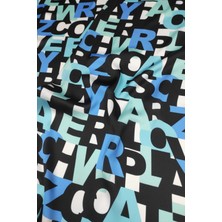 Sardo Kumaş Yazı Desenli Dijital Baskılı Şifon Saten Kumaş En 1,50  cm