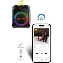 Taşınabilir Mikrofonlu  ve Kumandalı  40 W Parti Karaoke Kumandalı Bluetooth Hoparlör LED Işıklı