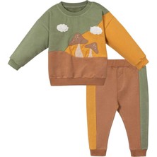 Bebegen Erkek Çocuk Sarı Kahve Mantar Desenli 2'li Takım