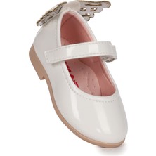 Kiko Kids Friga Kelebek Cırtlı Kız Bebek Babet Ayakkabı Beyaz