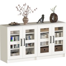 Dekorex KNS-204-C-Beyaz 4 Cam Kapaklı Konsol