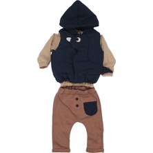 Bebegen Erkek Bebek Lacivert Dino Şişme Yelekli 3'lü Takım