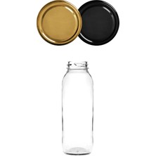 Afracam 250 cc Şeffaf Meyve Suyu, Limonata Şişesi Metal Konserve Kapaklı 250 ml Yuvarlak Cam Şişe 1 Adet