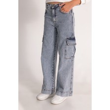 Kargo Cepli Beli Ayarlanabilir Kız Çocuk Kargo Pantolon