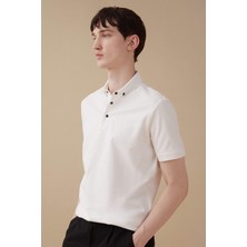 DeFacto Slim Fit Dar Kesim Polo Yaka Kısa Kollu Basic Düz Beyaz Tişört T5259AZ24SP