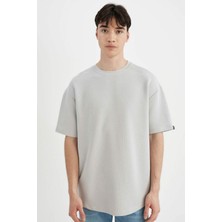 DeFacto Boxy Fit Bisiklet Yaka Kısa Kollu Basic Düz Waffle Tişört B4443AX24SP