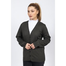 Vs Bayan V Yaka Dügmeli Düz U.kol Hırka Trk Yeşil