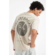 DeFacto %100 Pamuk Comfort Regular Fit Rahat Kalıp Bisiklet Yaka Baskılı Kısa Kollu Tişört C6143AX24AU