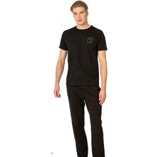 Pierre Cardin 6079 Erkek Kısa Kollu Bisiklet Yaka Pijama Takım-Siyah