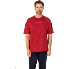Pierre Cardin 6086 Erkek Kısa Kollu Bisiklet Yaka Oversize Pijama Takım-Bordo