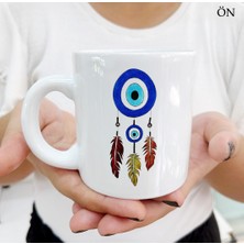 Üç Tüy Nazar Boncuğu Dayanıklı ve Şık Kişiye Özel Kupa Bardaklar