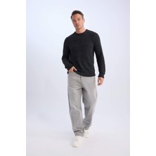 DeFacto Standart Fit Normal Kesim Bisiklet Yaka Dokulu Basic Düz Triko Kazak R1175AZ24WN