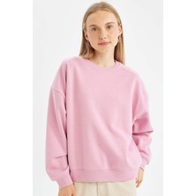 DeFacto Coool Oversize Geniş Kalıp Bisiklet Yaka Kalın Basic Düz Sweatshirt A4177AX24WN