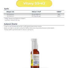 Vitavy D3K2 Vitamini Sprey 20 Ml 140 Puff